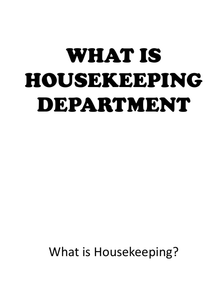 What Is Housekeeping Department PDF