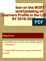 Orientation On The BOSY Enrolment/Updating of Learners Profile in The LIS SY 2019-2020