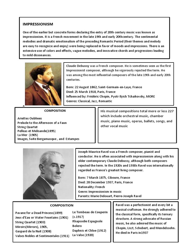 Impressionism Claude Debussy Was A French Composer. He Is Sometimes Seen As The First PDF