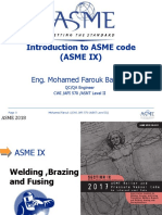 Introduction To ASME Code (Asme Ix) : Eng. Mohamed Farouk Bayomi