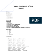 The Seven Continent of The World: Countries