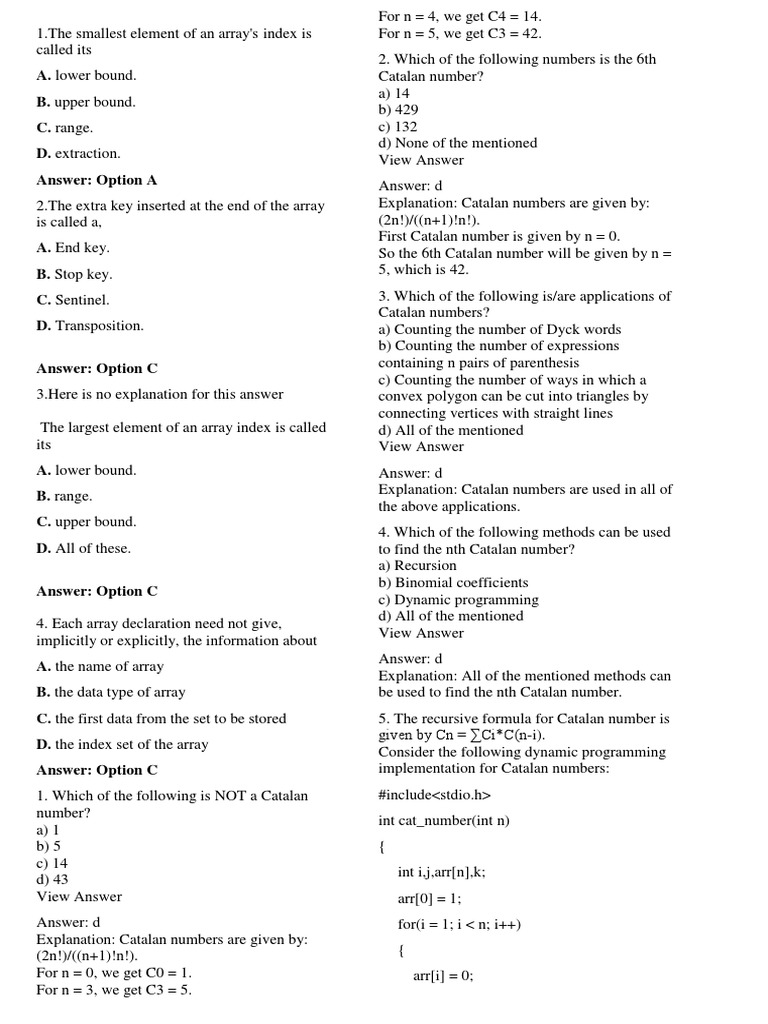 Efficient Searching and Catalan Numbers | PDF | Queue (Abstract Data ...