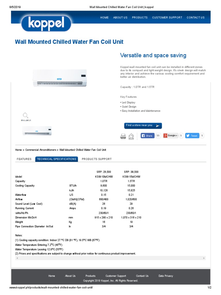 CARRIER WALL MOUNTED CHILLED WATER FAN COIL UNIT (FCU), 41 OFF
