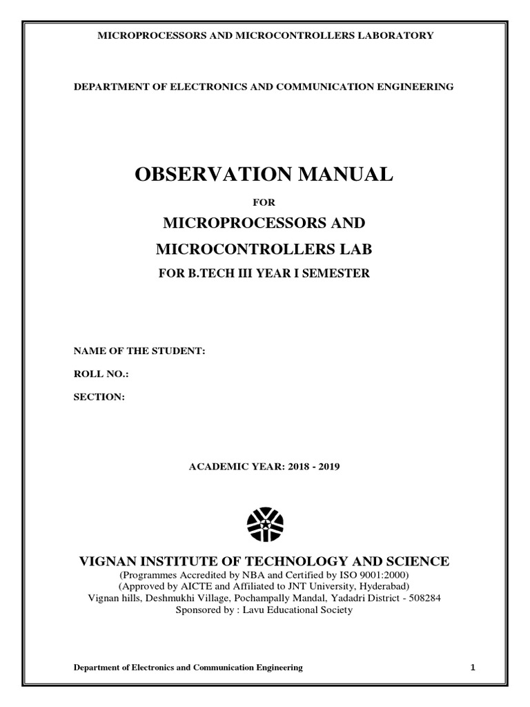 Mpmc Lab Manual Eee Pdf Assembly Language Central Processing Unit