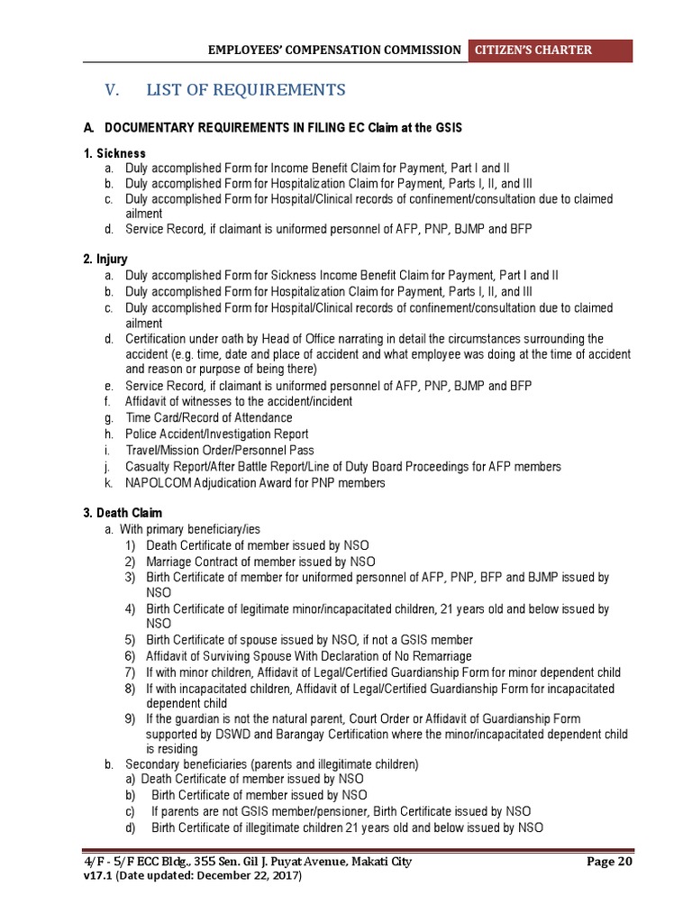 ECC Citizen Charter-17 1 Requirements | PDF | Identity Document | Legal ...