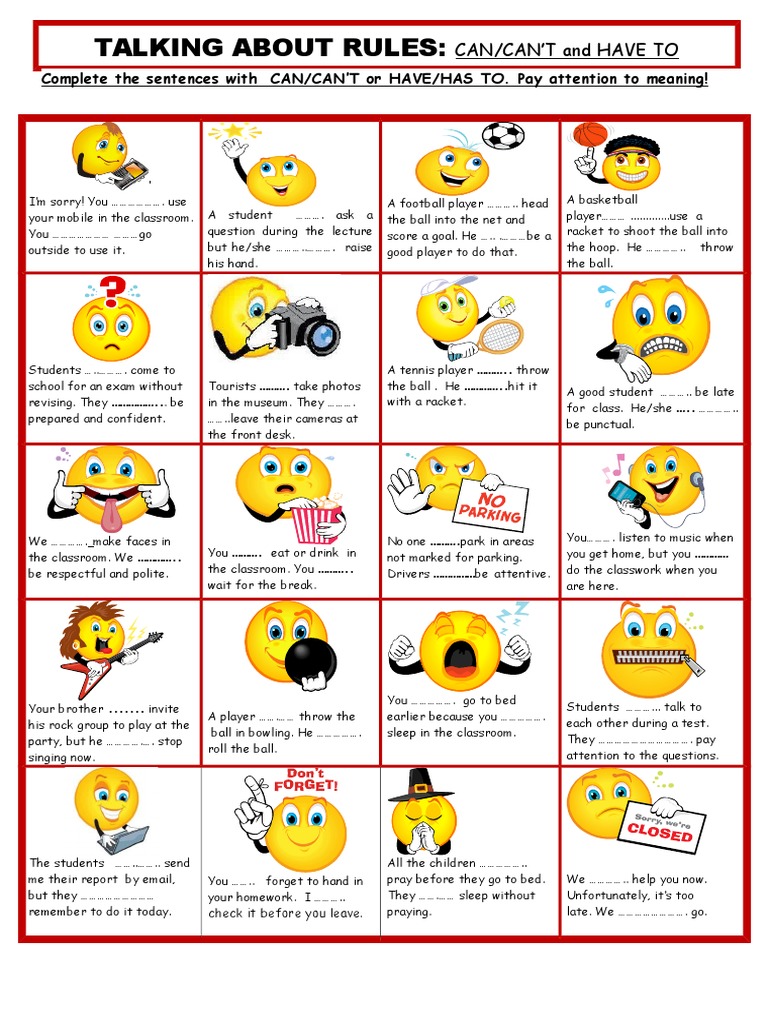 Classroom Rules: Can/Can't & Have To | PDF | Sports | Leisure