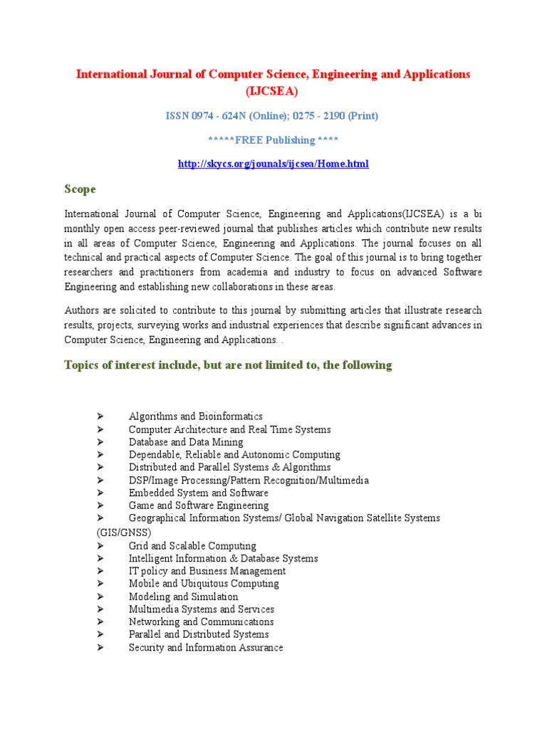 International Journal of Computer Science, Engineering and Applications ...
