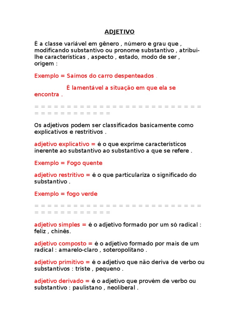 Adjetivo Definição | PDF