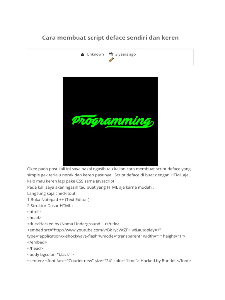 Cara Membuat Script Deface Keren | PDF | Karier & Perkembangan | Bisnis