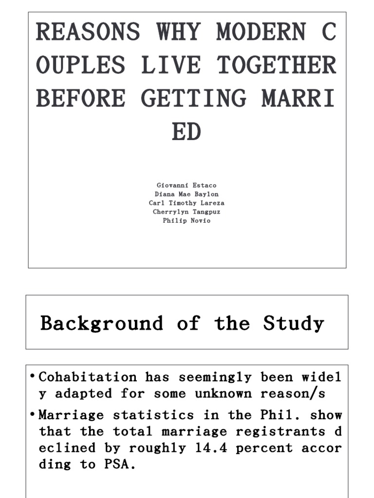 Reasons Modern Couples Cohabit Before Marriage | PDF | Social Science ...