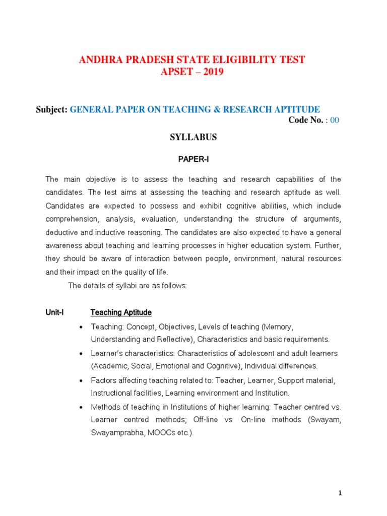 general paper on teaching & research aptitude pdf