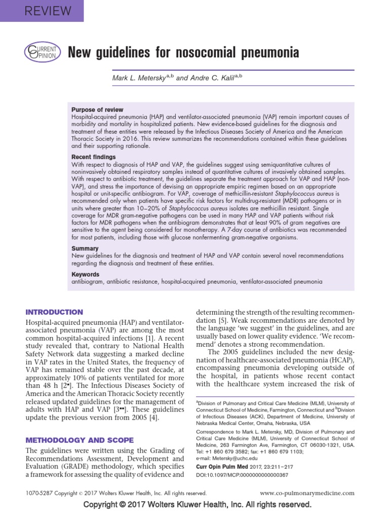 New Guidelines For Neumonia | PDF | Methicillin Resistant ...