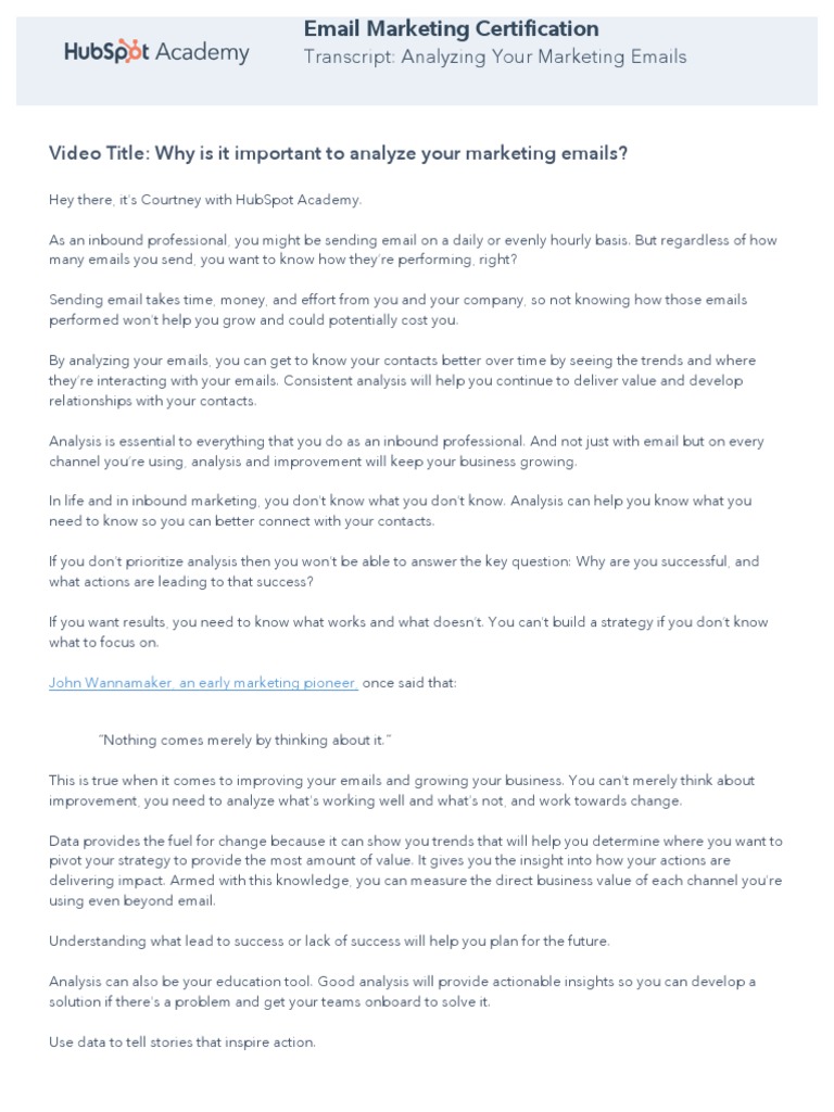 Email Marketing Analysis Techniques | PDF | Marketing Strategy | Marketing