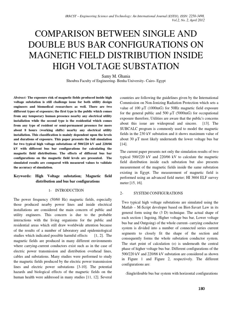 Comparison Between Single and Double Bus Bar Configurations On Magnetic ...