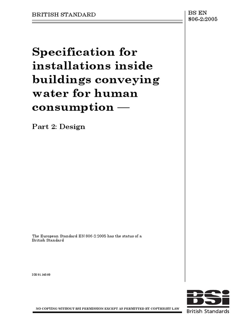 EN 80622005 Specification For Installations Inside Buildings Conveying Water For Human PDF