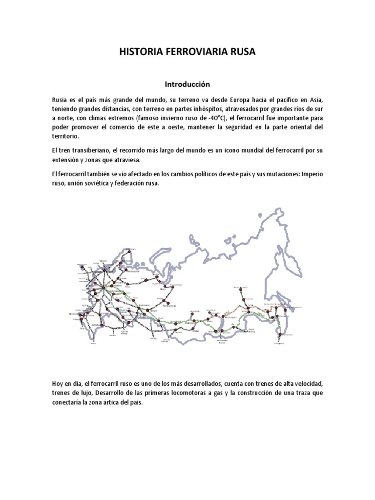 Historia Ferrroviaria Rusa PDF Transporte ferroviario Transporte