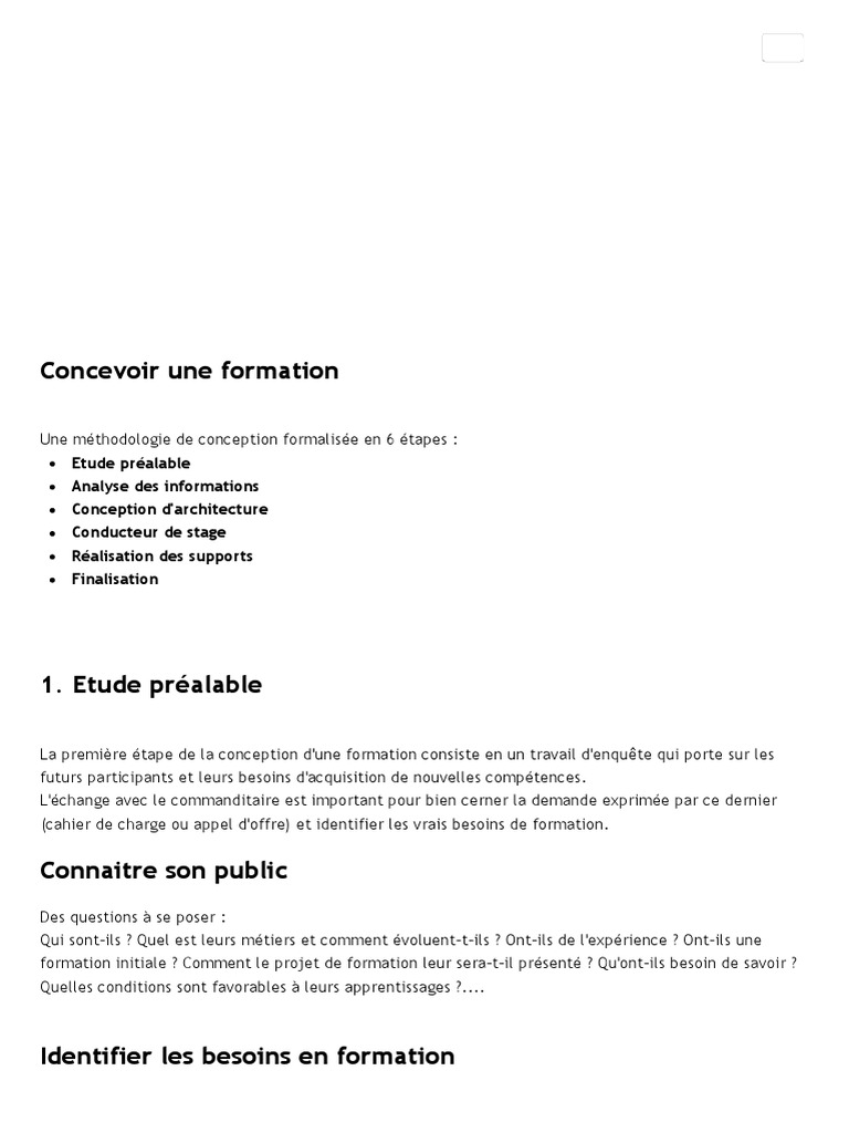 Concevoir une formation efficace | PDF | Pédagogie | Compétence ...