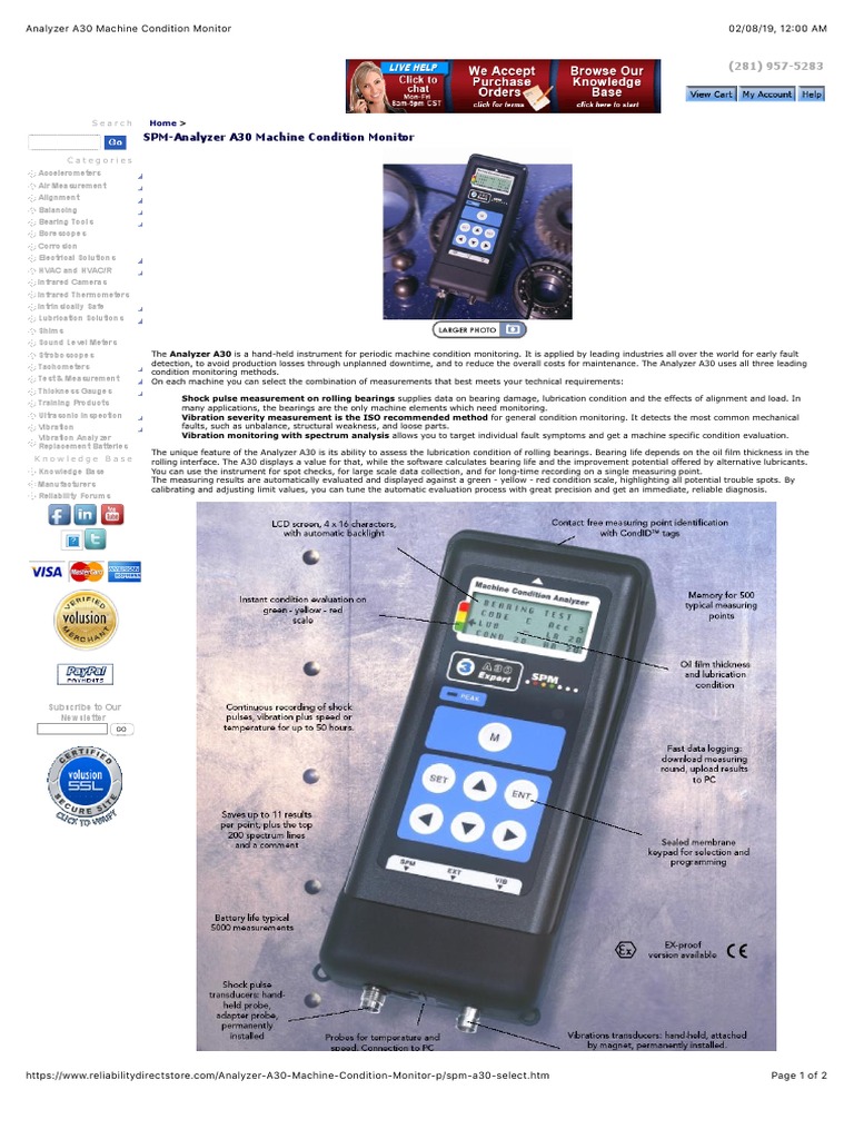 Analyzer A30 Machine Condition Monitor | PDF | Bearing (Mechanical ...