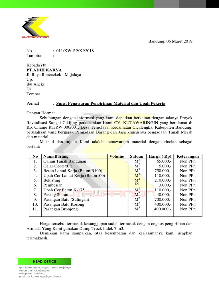 Penawaran Item Adhi Karya Revisi Pdf
