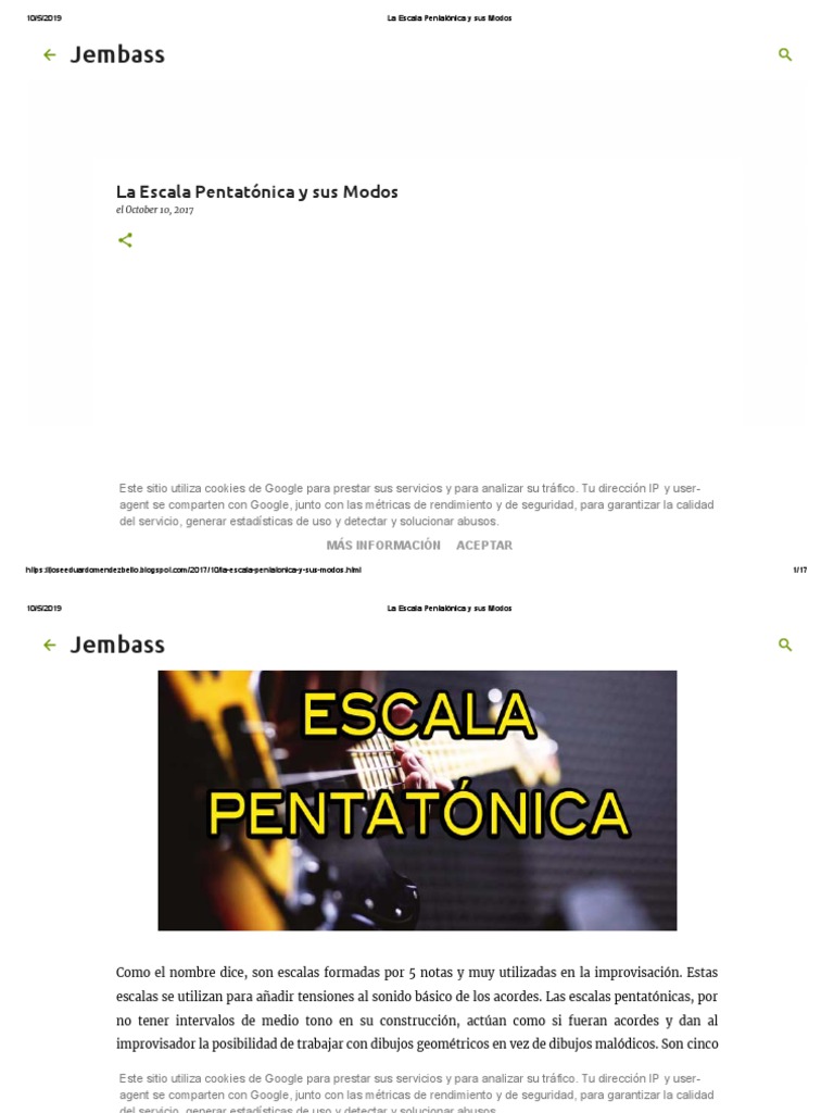 Modos de la Escala Pentatónica | PDF | Bajo | Cookie HTTP
