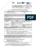 Acta de Constitución de Un Proyecto