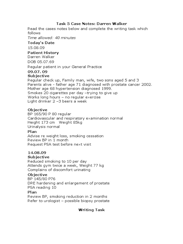 Task 5 Case Notes | PDF | Prostate Cancer | Prostate Specific Antigen