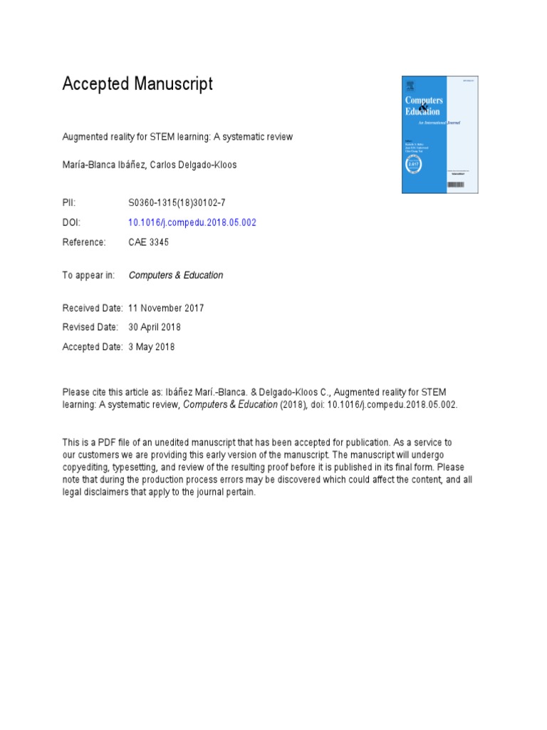 Augmented Reality For STEM Learning A Systematic Review PDF Scientific Method Learning