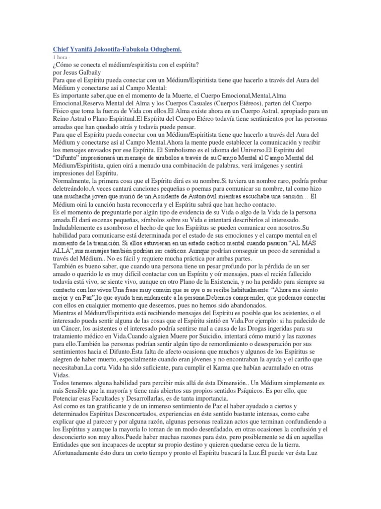 Cómo Se Conecta El Médiumespiritista Con El Espíritu Pdf