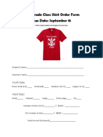First Grade Class Shirt Order Form 2019