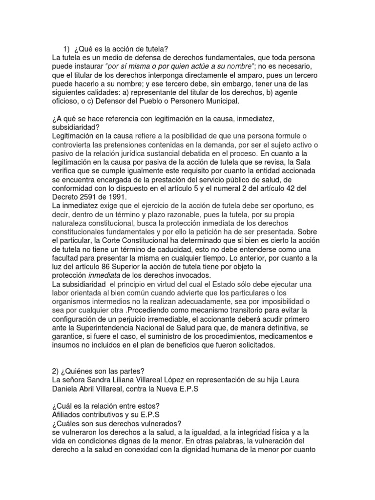 Acción de tutela y derechos fundamentales | PDF | Derecho