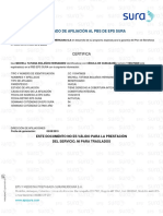 Certificado afiliación EPS Sura Michell Bolaños