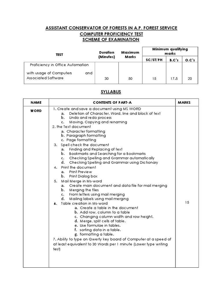 Computer Test Paper PDF Microsoft Excel Page Layout