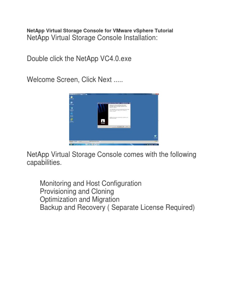 NetApp Virtual Storage Console For VMware VSphere Tutorial PDF