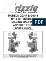 MODELS G0747 & G0748 10" X 50" VERTICAL Milling Machine W/Power Feed