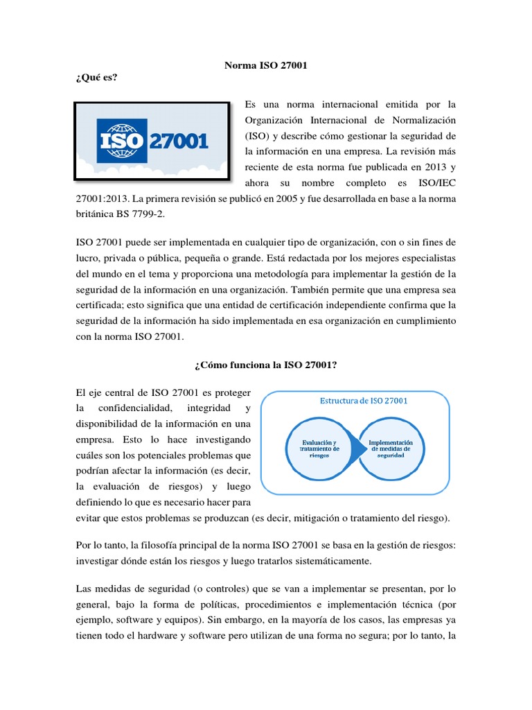 Norma iso 27001 pdf la seguridad inform tica seguridad