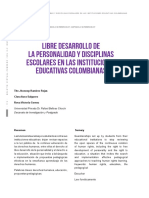 Libre Desarrollo de La Personalidad Y Disciplinas Escolares en Las Instituciones Educativas Colombianas