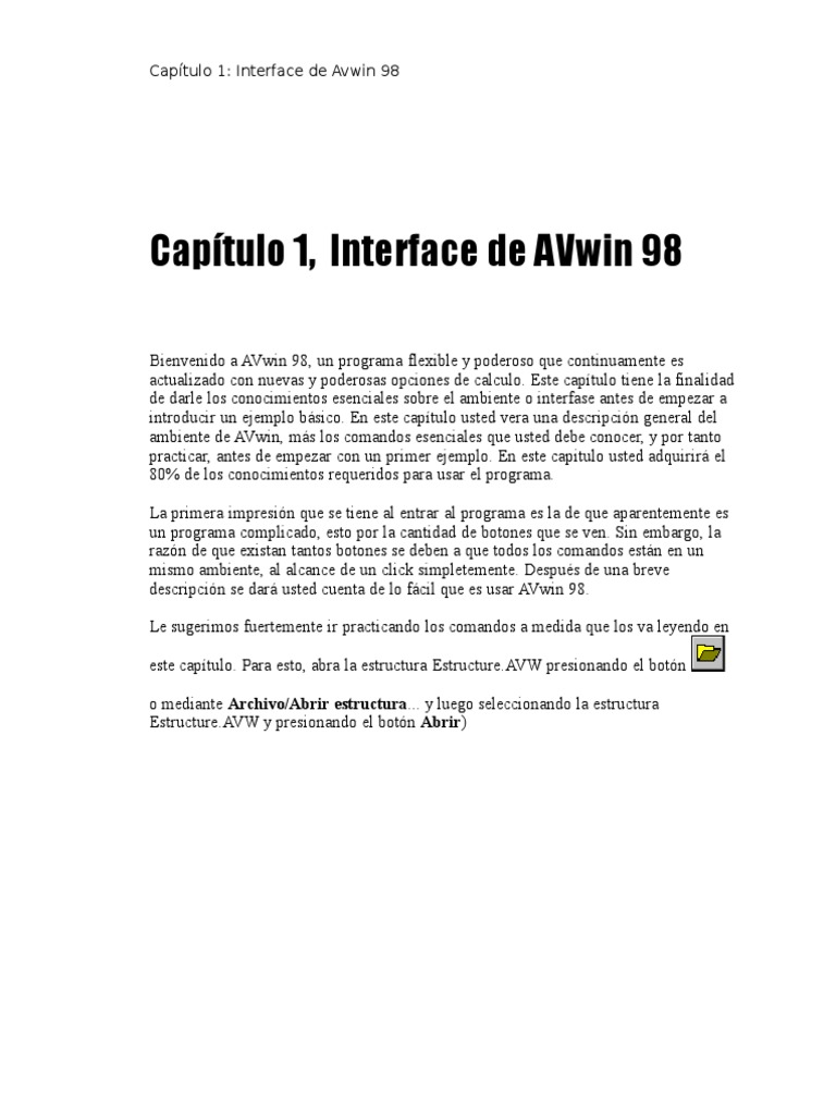 Interfaz de AVwin 98: Guía de Uso | PDF | Braguero | Informática y ...