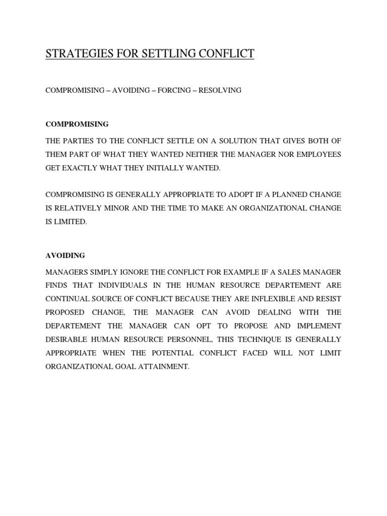 Conflict Resolution Strategies Explained | PDF | Leadership ...