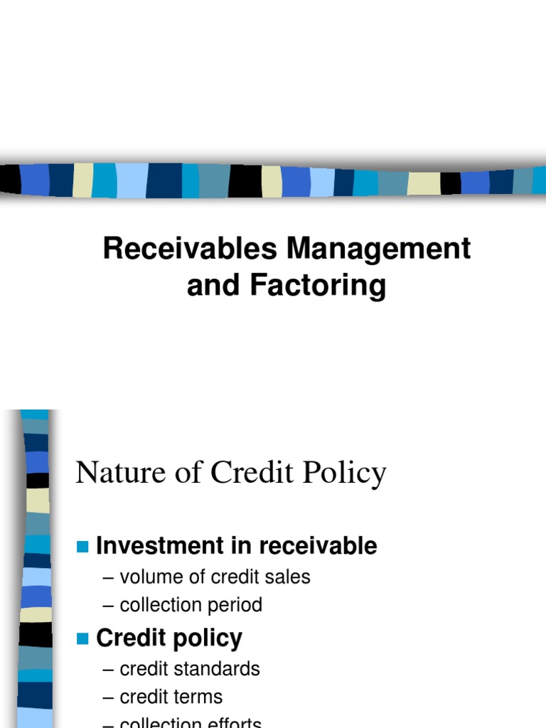 Receivables Management and Factoring | PDF | Inventory | Credit