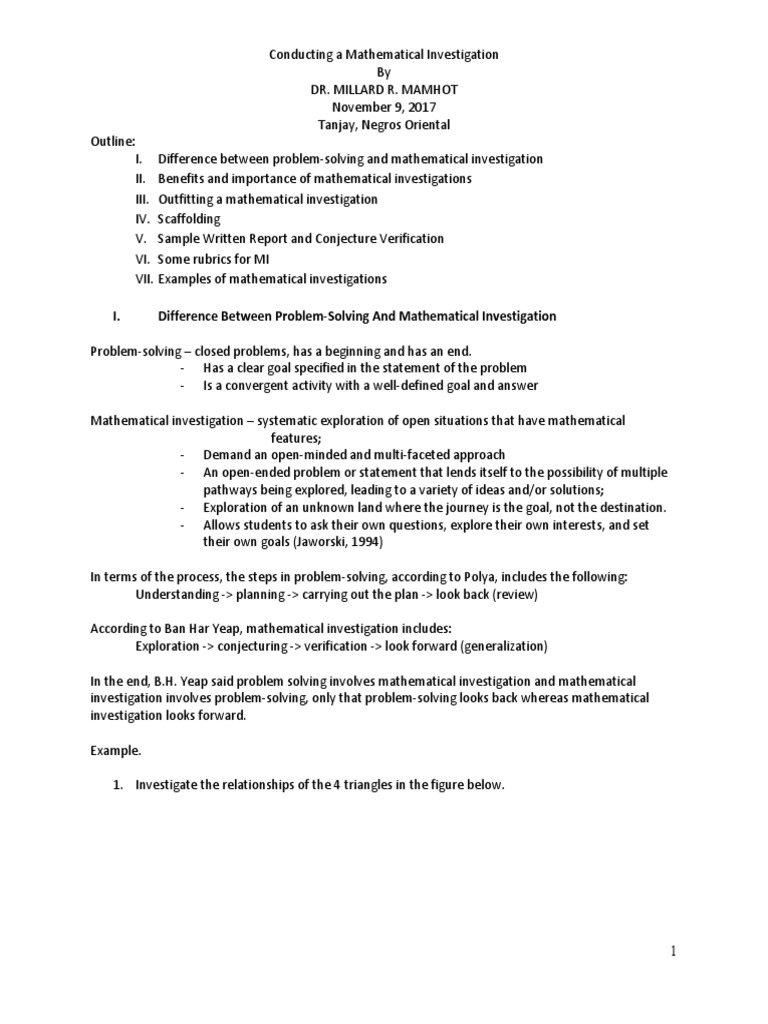 Importance of Mathematical Investigations | PDF | Circle | Triangle