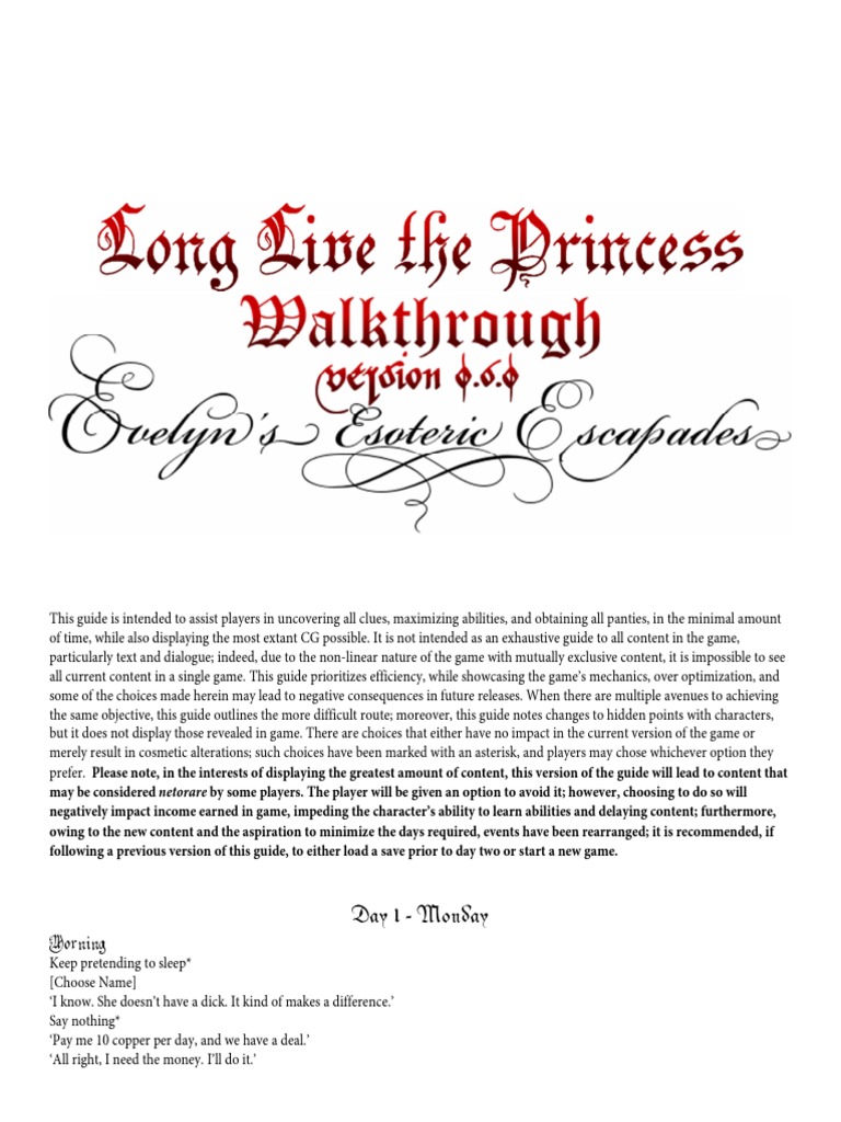 Long Live the Princess Walkthrough Guide | PDF
