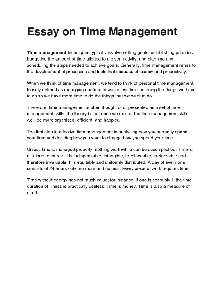 personal statement about time management