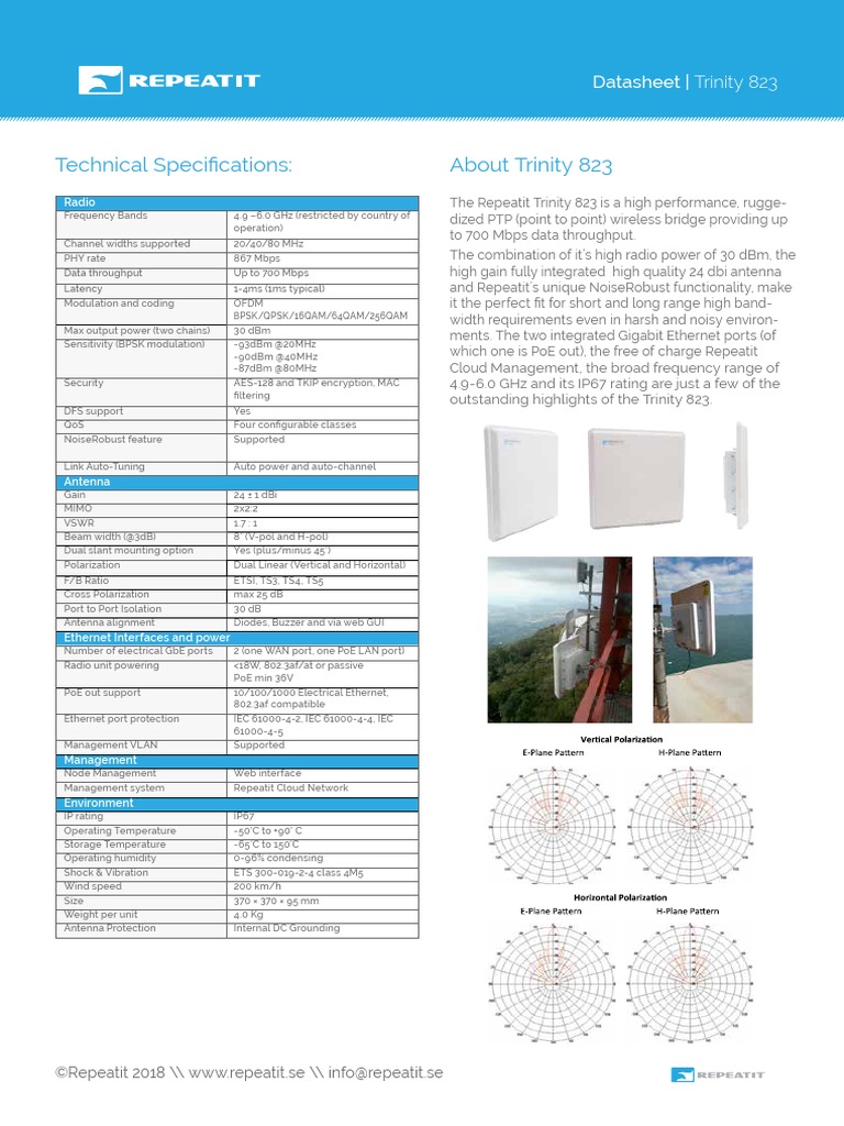 Technical Specifications: About Trinity 823 | PDF | Antenna (Radio ...