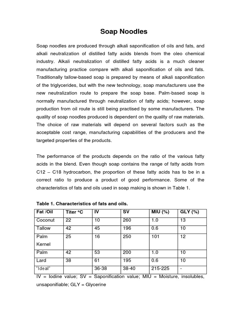 Soap Noodles PDF Soap Fatty Acid