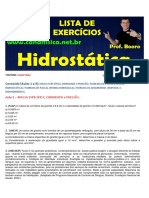 Lista de Exercícios de Hidrostática Professor Boaro