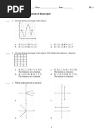 4.2 Relations, Functions, Domain & Range Quiz