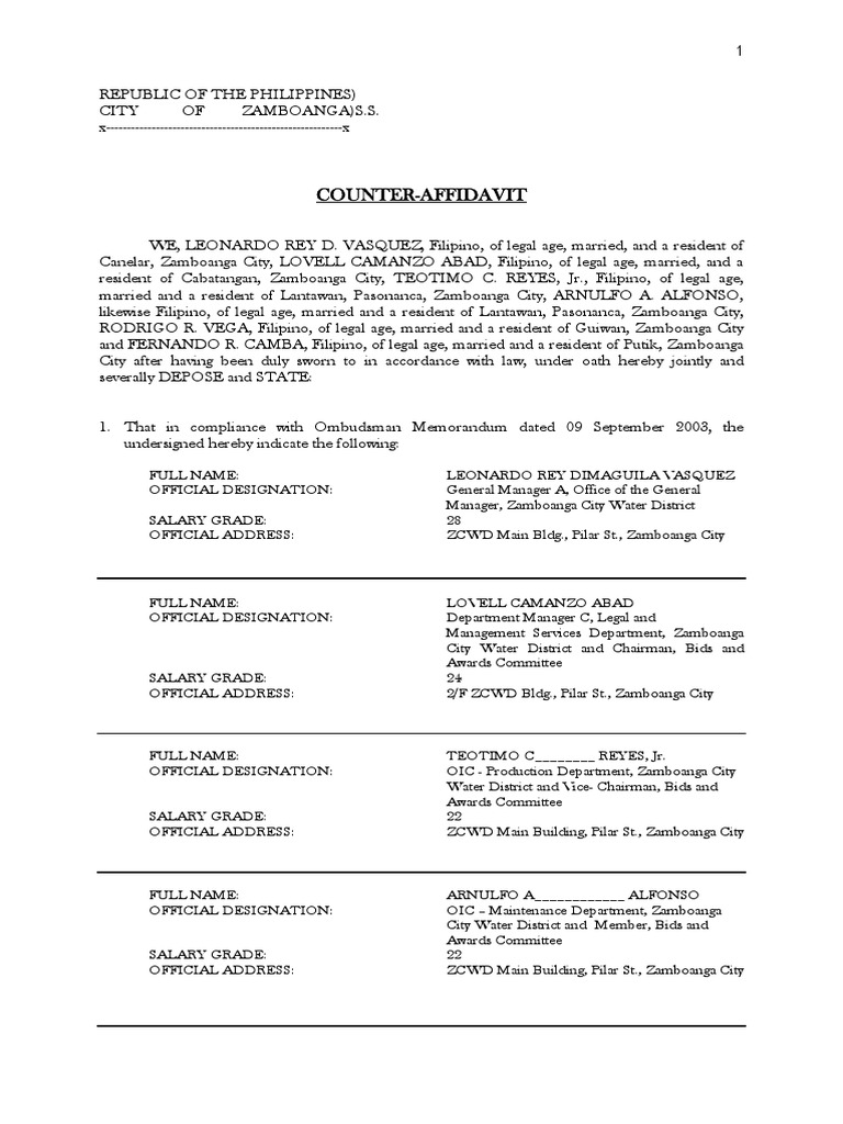Counter affidavit for ombudsman pdf judgment law negligence