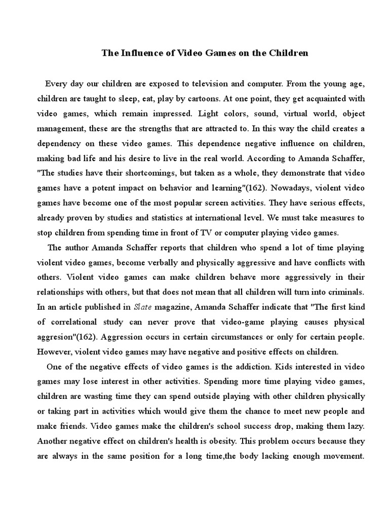 Effects of Video Games on Children | PDF | Video Games | Aggression