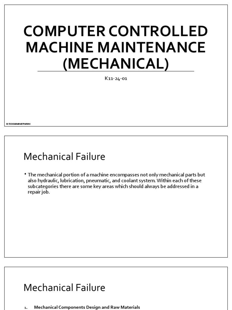 Computer Controlled Machine Maintenance (Mechanical) Failures PDF