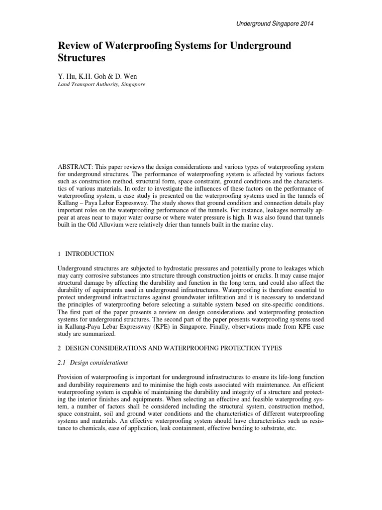 Waterproofing Solutions for Underground Structures | PDF | Concrete ...